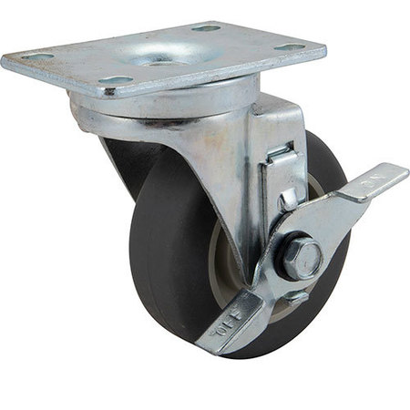 COMPONENT HARDWARE Caster, Plate , 3-1/2"W/Brk, Gry C21-2036
